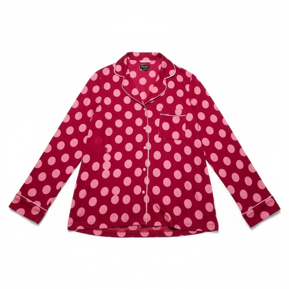 Kate Spade New York Womens Polka Dot Pajama Top Fuchsia Pink‎ XL KS92571